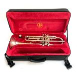 A Yamaha trumpet, in hard case