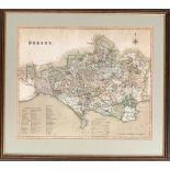 A 19th century map of Dorset, 33x40cm