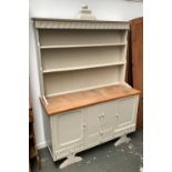 A small oak and grey painted dresser, 126x47x165cmH