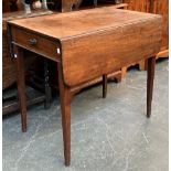 A Regency mahogany Pembroke table, with single end drawer, on square tapered legs, 79x50x72cmH