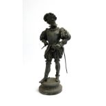 A spelter figurine of an Elizabethan gentleman, 59cmH