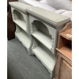 Two cottage style shelves, each 76cmH, 64.5 and 50cmW