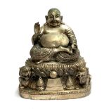 A cast metal buddha, 21cmH