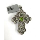 Four Stephen Whittard pierced pewter crosses set with various stones, each 6cmL