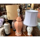 Five various ceramic table lamps