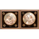 A pair of 19th century colour mezzotint roundels after Bartolozzi engravings, Pomona and Ceres, each