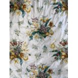A pair of Colefax and Fowler lined and interlined curtains with floral chintz pattern, 220cm drop,