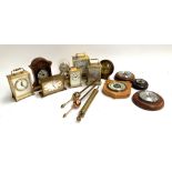 A mixed lot of clocks, mostly gilt metal carriage clocks, to include a Smiths; together with a