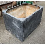A Victorian riveted galvanised metal water tank, 90x64x60cmH