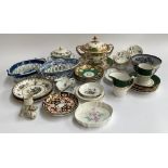 A mixed lot of good ceramics to include Royal Crown Derby saucers; Aynsley; Spode; Spode "Peplow';