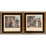 After Stothard, pair of colour mezzotints, in verre eglomise frames, Edmunds 'First Sight of