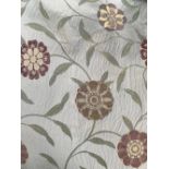 A pair of lined curtains, in floral fabric, 135cm drop, ungathered width approx. 200cm