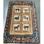 A Chinese wool rug depicting camels and horses, 180x120cm