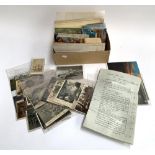 A collection of various postcards, some 19th century legal documents, Victorian photographs etc