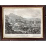 Local interest, a 19th century engraving of 'Symondsbury Church and Rectory', 21x31cm