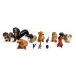 A small collection of various dachshund figurines