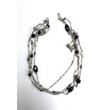 A 925 silver, pearl and glass bead necklace, approx. 122cmL