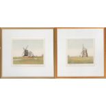 Ashley Bolch (1950-2016), pair of aquatint prints of windmills, 'Halnaker Mill West Sussex' and '