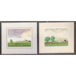 Frans Wesselman RE, pair of coloured etchings, 'Near Leebotwood' and 'A Cottage t Picklescott',