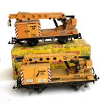 Two Lehmann LGB crane wagons, 4042, one with box