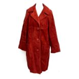 A vintage ladies suede overcoat by Keleti; together with a tweed overcoat and fur trim, each size 10