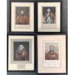A lot of four coloured engravings of military officers: Major General Henry Mackinnon, 15x10.5cm;