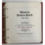 A 'Münzen Drittes Reich' folder containing 16 Third Reich coins