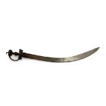 An Indian Talwar sword, the pierced hilt, stamped double fullered 71cm curved blade