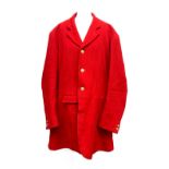 A gent's red hunting coat by Frank Hall, Market Harborough, single breasted, with three buttons,