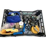 A mixed lot of fishing tackle, mainly coarse fishing accessories to include cart wheels to include