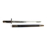 A British 1913 pattern sword bayonet, 17 inch pointed fullered blade stamped for Remington, 1913,