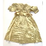 A satin child's dress, early Victorian, with lace collar