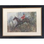 After Alfred Munnings, 'The Huntsman', colour print, 40x57cm; together with one other
