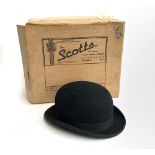 A Herbert Johnson black hunting bowler, approx. 7 1/8, in Scott's hat box, 20x16.3cm