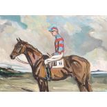 'Tim Thomas' jockey up, oil on canvas, signed indistinctly, 36x50