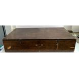 An X Registered Trademark wooden travel case with hinged lids, loop side and top carry handles,