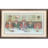 After Harry B Neilson, 'Mr Fox's Hunt Breakfast on Xmas Day', colour print, 30x58cm