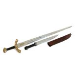 A replica Celtic broadsword, overall length 102cmL; together with a dagger with wire grip, in