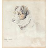 Lesley Matthews (Ellwood), watercolour study of a terrier, signed and dated 1914, 14x12.5;