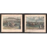 Two colour prints from Ackermann's Series of National Steepe-Chases, The Leamington, 1840, 'Coming