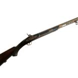 An antique percussion rifle, the barrel marked SDBD 74/1953, length of barrel 32"