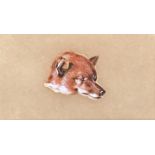 A 19th century study of a fox's mask, gouache, 6x10cm; together with a Joel Kirk print of a fox,