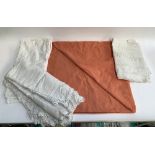 Four vintage bedspreads, one a pale orange (4)
