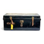 A painted metal travel trunk by 'Whiteaway, Laidlaw & Co. The Viceregal', with leather straps and