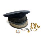A Coldstream guards officer's cap; together with 'Club des Sports Villard de Lans, Vercors' enamel