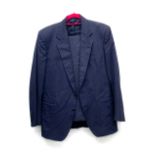 A navy linen suit, the trousers with pleats and turnips, retailed by Hamilton Men's Wear, approx.