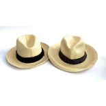 Two gent's panama hats, size 7 1/4 - 7 3/8 (large)