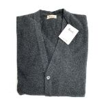 A Harrods lambswool cardigan, size 48" chest, in charcoal