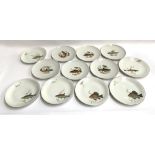 A set of 12 dinner plates, each 24.5cm diameter, depicting various coarse, including carp, bream,