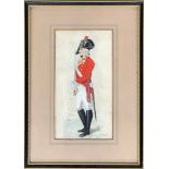 A late 18th century watercolour of an officer of the 17th Regiment of Foot, c.1799, 22x12cm